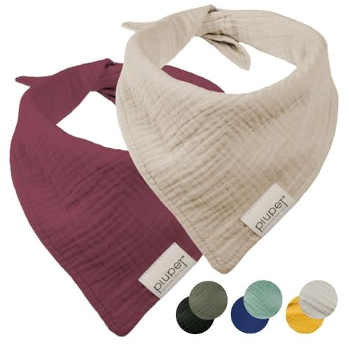 PiuPet Lot de 2 foulards pour chien - Bandana élégant pour chiens de grande et petite taille - Vêtements et accessoires pour chiens - Beige/rouge - (S) 58 x 40 x 40 cm