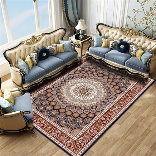 RUGMRZ Teppich Zimmer Kinder Rotes Blumenmuster rechteckiger Flächenteppich Vintage schalldicht Webteppich 80X150CM