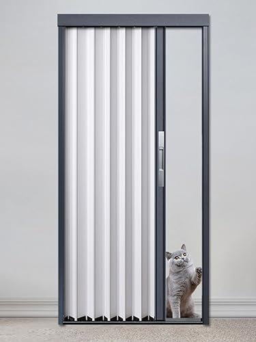 Große 61 cm 178 cm graue Aluminium-Klapptür für Badezimmer, Schlafzimmer und Flur, Schiebetür, Akkordeon-Tür, 96,5 x 203,2 cm
