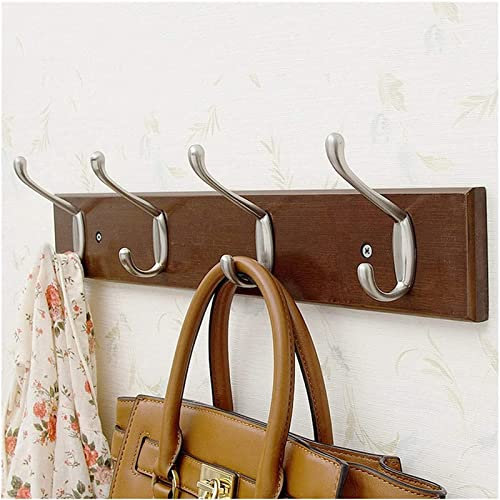 LMHAUSS Bamboo Coat Hooks Rack Wall Mounted Creative Shelf Entrance Towel Bag Bathroom Hook (Retro Color) Vigorous