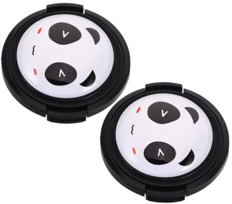 DOITOOL 2 Stück 52mm Objektivschutzabdeckungen aus Kunststoff mit Niedlichem Panda Design Leicht zu Installieren für Kameraobjektivschutz Beim Reisen und Indoor Fotografie