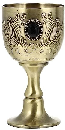 Garneck Cáliz De Madera Vintage Hecho a Mano - Cáliz Decorativo Con Grabados Elegantes - Ideal Para Ceremonias y Decoraciones En Bodas o Eventos De Estilo Medieval