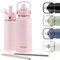 moon bottles - Insulated Water Bottle with Straw - Stainless Steel Sports Drink Bottle, Thermal Flask, 24hr Cold, 12hr Hot, Double Walled, Metal Straw, Silicon Spout, UK Company (1L, Pink)