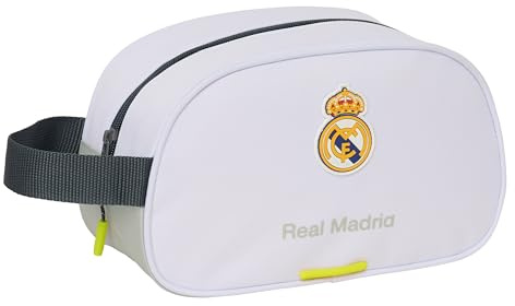 Safta Real Madrid Equiicion 25/26 Trousse de Toilette pour Enfants, Taille Moyenne, avec poignée, Adaptable aux Chariots, Nettoyage Facile, Confortable et Polyvalent, qualité et, Blanc., m