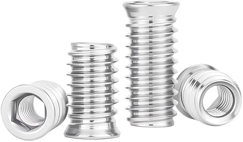 Ctyjia 25 Piezas Tuercas para Madera, M5 x 10mm Inserto de Rosca de Madera, Insertar Tuercas Acero al Carbono Galvanizado, para Muebles