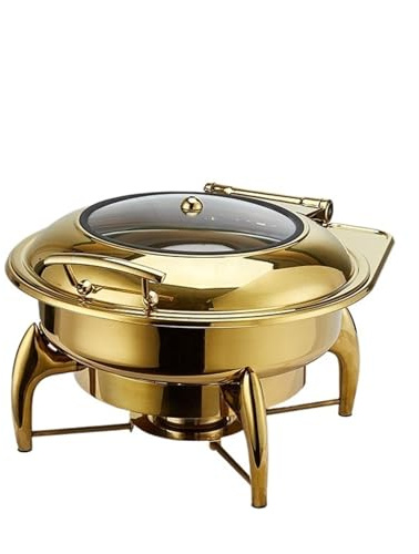 Chafing Dish Buffet Set Factory Direct Sale Buffet Stove Luxury all Gold Four Legged Chafing Dish Electric Use Fuel 6L/9L ()