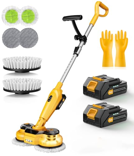 qimedo 6000mAh Battery Cordless Electric Mop M3, 800RPM Electric Power Scrubber & Mops for Floor Cleaning, Automatic Spin Mops with Smart Display,Rotating Mop with LED Light & Water Spray