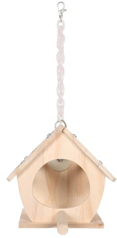 INOOMP Papageienhaus aus Holz mit Sitzstange – Vogelhaus zum Aufhängen für Sittiche, Unzertrennliche, Nymphensittiche – Brut- und Eiablagehaus für kleine Vögel