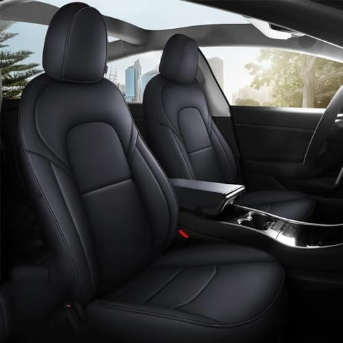 Cubierta del Asiento del automóvil, Funda de Asiento de Cuero PU, Almohadilla Protectora de Asiento Delantero y Trasero para Tesla Model 3 2021 2022 2023