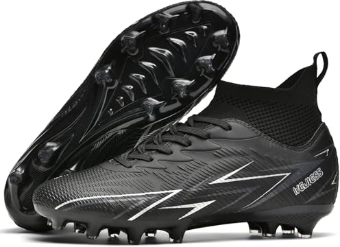Kmrlofiy Botas de Fútbol Hombre Spikes Aire Libre Profesionales Zapatillas de Fútbol Tacos Atletismo Calzado de Fútbol Training Zapatos de Fútbol Deporte (Negro, 42EU)