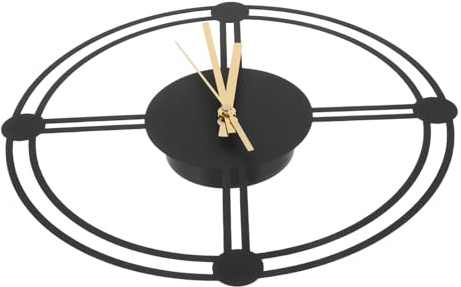 BESPORTBLE Reloj De Pared De Jardín De Hierro Metálico Negro Resistente Intemperie Para Decoración Interior y Exterior, Silencioso Pilas, Adecuado Para Sala, Cocina o Patio