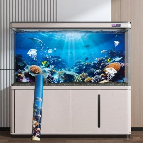 Yootiko Aquarium Hintergrund Poster, PVC Aquarium Rückwand Deko | Statik Cling Unterwasser Hintergrundfolie für Fischbecken, Mehrere Größen, Wiederverwendbar & Blasenfrei 100 x 40 cm