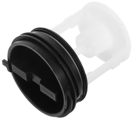 Tappo Valvola Scarico Lavatrice Frontale, Plastica Abs Nero 2 Fori | Filtro Integrato a Rete, Tenuta Anti Perdita, Installazione Facile, per Lavatrici Frontali e Scarico