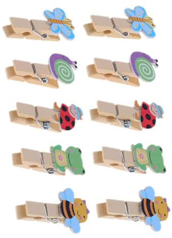 TOPPERFUN Pinzas para Fotos Adorables de Madera con Cuerda, Clips Decorativos Reutilizables Tamaño Mini, Resistentes y Multifunción para Decoración del Hogar y Exhibición de Imágenes, Juego