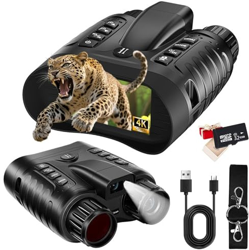 Nachtsichtgerät mit Entfernungsmesser 36MP-Vollfarbbilder & 4K-Videoaufzeichnung 1640ft Sichtweite 8X Digitalzoom 4500mAh Wiederaufladbarer Akku Infrarot-NVG für Erwachsene & Jagdcamping
