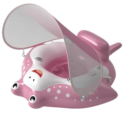 Salvagente Neonato con Tettuccio Parasole Rimovibile, Ciambella Piscina per Bambini 6-36 Month (8-15kg) con Design Anti-ribaltamento e Sedile Regolabile, accessories Mare e Piscina Sicuri