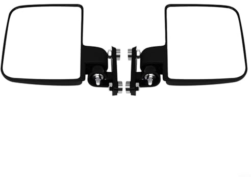 HEIBTENY Pair of Golf Cart Side Mirrors No-Drill Wide View Rearview Mirror Compatible with for EZGO for Forklift Tractor Lawn Mower Black Plastic Mount
