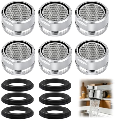 6PCS Faucet Aerator 6 Washers, Tap Filters Tap Filter Nozzle(Silver) | Kitchen Tap Aerator, Multi-layer Mesh Creates Soft Splash-Free Water Stream, Tap End Nozzle Easy Installation