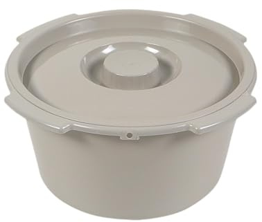 mophrati Cubo para inodoro con tapa. Opción flexible para usuarios y cuidadores que ayudan en las sesiones de baño. Medio cubo para silla con tapa de