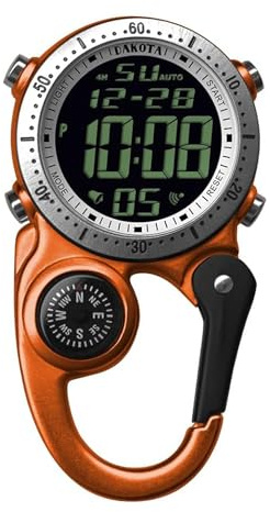 Dakota Digital Backpacker Clip, Fob and Pocket Watch, Alarm, Stopwatch, Timer and Dual Time, Outdoor Gifts for Men and Women, Tactical Digital Watch