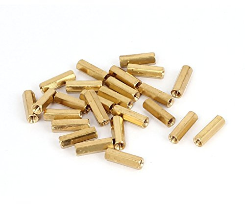 sourcing map 25 Stück M3 x 15mm Innengewinde Messing Sechskant Abstands Bolzen Abstands Mutter