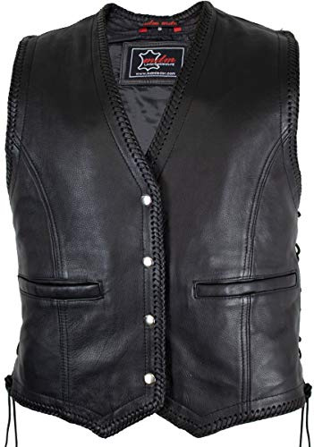 Veste Gilet en Cuir Biker avec des Boutons