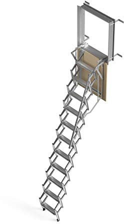 Mister Step ADJ Wall Escabeau rétractable mural H = 225 ÷ 250 cm - 9 marches + trappe multi-couches (80 x 50 cm)