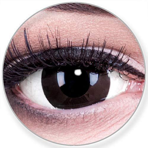 Mini Sclera Kontaktlinsen 17mm Black Out schwarz + 2er Pack 12 Monatslinsen weich Motivlinsen ohne Stärke gratis Behälter - perfekt zu Halloween, Karneval, Fasching, Fastnacht