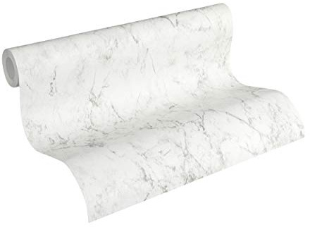 A.S. Création Marbre Elements Papier Peint intissé 10.05 m x 0.53 m Blanc Gris Fabriqué en Allemagne 361573, Multicolore