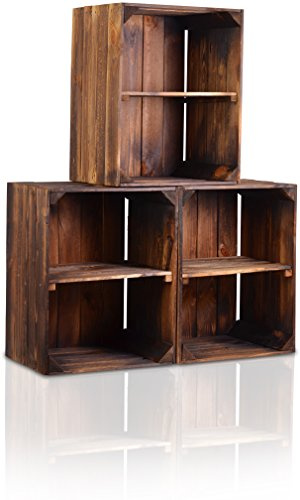 Cassa di legno CHICCIE in stile vintage - di varie misure - fiammato scuro - cassetta di frutta decorativa