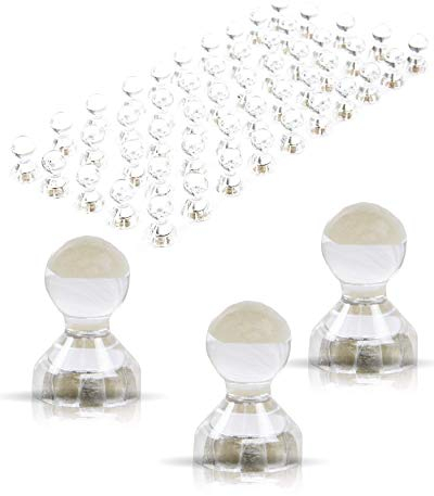 JOAM ® Neodym Magnete – extra hohe Funktion Dank einfacher u schneller Befestigung von Notizen beispielsweise an Einer Magnettafel - Zubehör für Büro, Haushalt u Schule – transparente Magnete weiß