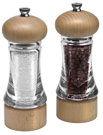 Cole & Mason Basic Woods Mill Gift Set - Adjustable Salt & Pepper Grinders - Refillable Spice Tools - Hand Wash Kitchen Tool - Wood