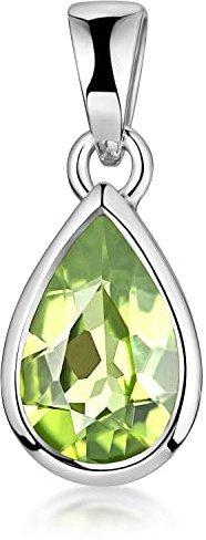 Peridot Anhänger Silber 925 grün Tropfen Edelstein KA-274 | Sterlingsilber rhodiniert wahlweise mit Kette inkl. Schmuck Box Made in Germany von MATERIA by Matthias Wagner