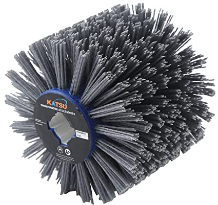 KATSU Drawing Wheel Brush 120mm Grit #240 Abrasive Drum Wood Steel Burnishing Polishing Wheel Angle Grinder Burnisher Polisher Replacement SP10009337