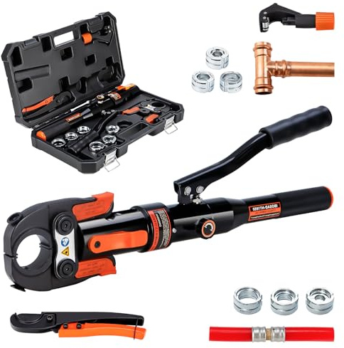 IBOSAD Copper Tube Fittings Hydraulic Pex Pipe Crimping Tools Press Crimper Pressing Pliers for Copper 1/2,3/4 and 1 and F877 Stainless PEX Press Sleeves 1/2,3/4 and 1,Suit for Tee Fitting