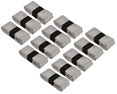 PATIKIL 43.3 Tennis Racket Grip Tape, 12 Pack PU Overgrip Stretchy Non-Slip Absorb Sweat for Badminton Fishing Rod, Grey