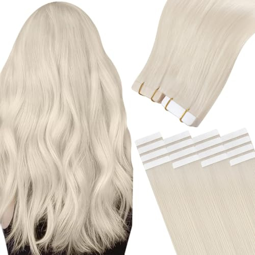 Easyouth Tape in Extensions Echthaar Blond Echthaar Tape in Extensions Weiß Blond Tape Remy Extensions für Damen #1000 30cm 30g
