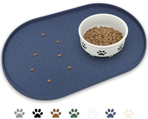 KPWACD Haustier-Futtermatte für Hunde und Katzen, Silikon-Hunde-Tischset rutschfeste wasserdichte Napfunterlagen verhindern das Überlaufen von Futter und Wasser, hohe Lippen, Welpenschüsselmatte,