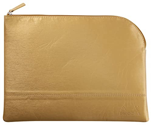 Rhodia 116717C - Rhodiarama pochette zippé en simili cuir italien - taille L (21x28 cm) OR