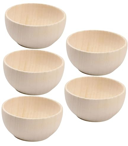 EXCEART 5 Pcs Wooden Bowl Appetizer Bowls Acorns Counting Bowl Mini Doll Accessories Unfinished Wood Figurines Wood Crafts Ornament Wood Bowls for DIY Wooden Statue Painted Child