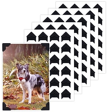 Feelorna Lot de 120 autocollants pour coins photo - En papier - Pour album de scrapbooking, journal - Noir