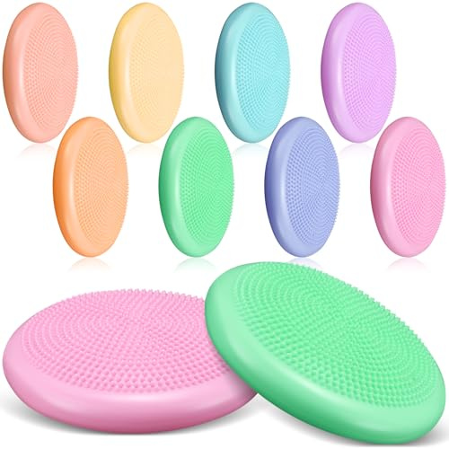 Libima 8 Pcs Wiggle Seat for Sensory Kids Flexible Wobble Cushion Non Slip Balance Disc for Adults Core Strength Physical Exercise Improve Posture School Home Office(Macaron Color)