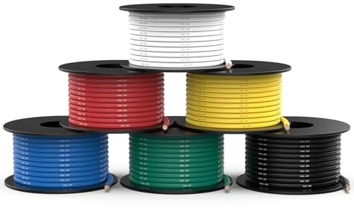 NAOEVO 16 Gauge Wire 120ft, 16 AWG Wire 6 Colors 20ft Each Spool, Flexible Silicone Tinned Copper Electrical Cable, Wiring kit for Breadboard/Automotive/DIY/Battery, 200℃