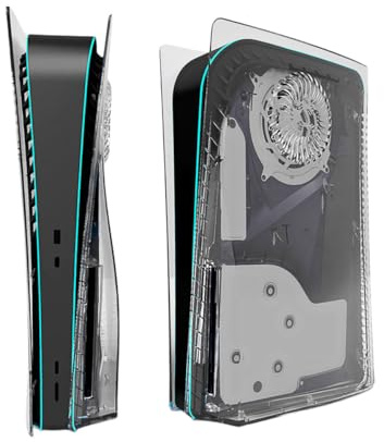 Hzxkqmil Plaques de Couverture de Rechange pour PS5 Console Version Disque | Coque de Remplacement avec Évents Panneau Latéral Boîtier ABS Accessoires Antichocs pour PS5 Disc Edition, Transparent