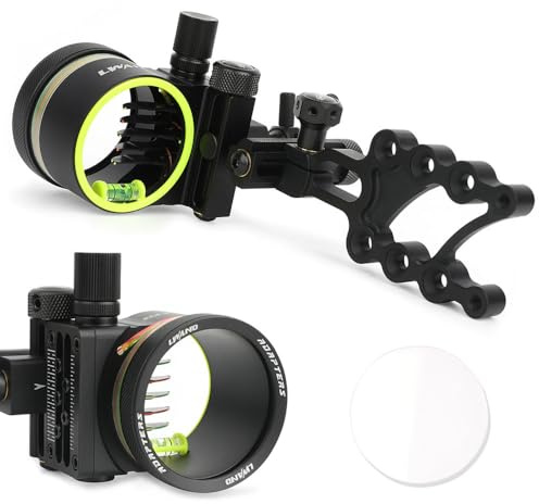 SHARROW Bogenschießen Bogenvisier für Compoundbogen 5 Pin Compound Bogen Visier Micro Einstellbar Aluminium Jagdvisier mit 4X 6X 8X Linse Verfügbares (Kurzer Stange, Visier mit 8X Linse)