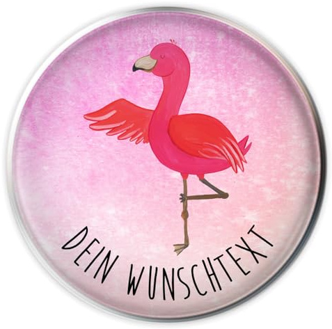 Mr. & Mrs. Panda Waschbeckenstöpsel selbst gestalten Flamingo Yoga - Personalisierte Geschenke, Waschbeckenstopfen personalisiert, individuell gestaltbar, Waschbecken Stöpsel mit Namen, Namaste, Yogi