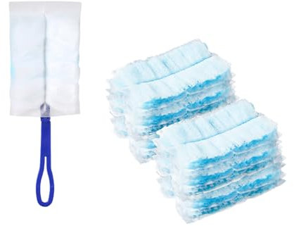 40 Piezas Plumero Humedo Recargable, Viene con Mango de Plumero, Plumero Atrapapolvo Captura 3 Veces más Polvo y Pelo Que Cualquier Plumero Tradicional. 20 Wipes for Swi-ffer