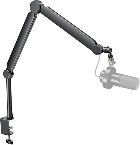 FIFINE Mic Boom Arm, Microphone Stand with Cable Management Channels, Extension Tube, Desk Clamp, Thread Adapter, Fully Adjustable Metal-Built Podcast Mic Arm for Streaming Gaming Recording-BM66T