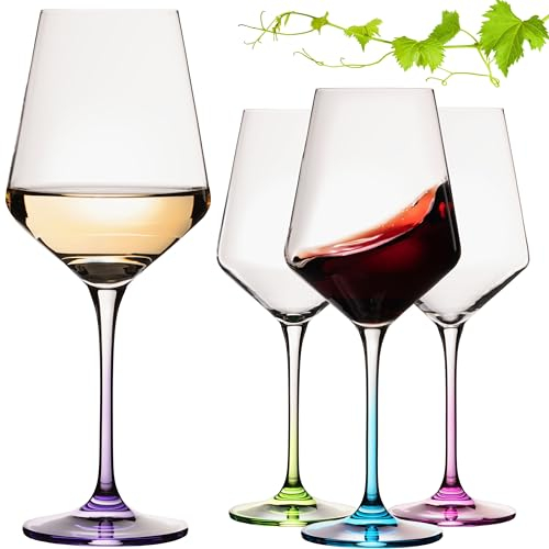 IMPERIAL Weingläser bunt 450ml 'Athen' Set 4-Teilig Universalweingläser aus Crystalline Glas Weißweinglas Rotweinglas