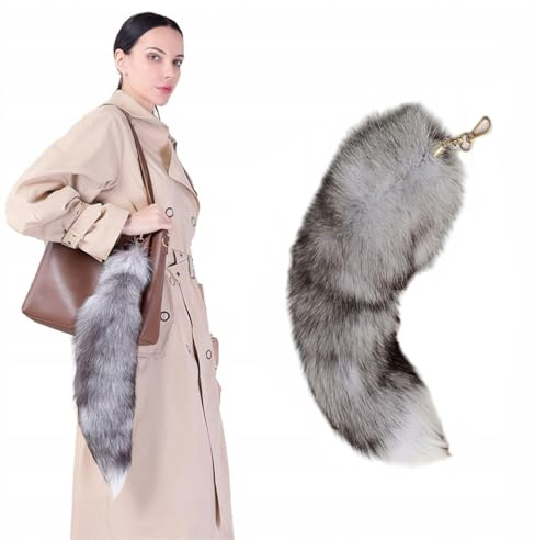 tintoke Fuchsschwanz,fox tail,Fuchsschwanz Anhänger etwa 40cm Fell Schwanz Keychain fox tail keychain Auto Schlüsselketten Anhänger Weich Flaumig Dicht Dekoration